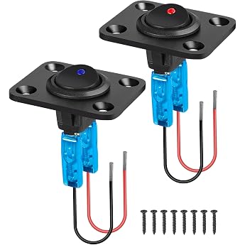 Linkstyle Rocker Switch Panel 12V 20A Blue & Red LED Round Toggle Switch On/Off SPST Switch for Car Yacht Boat Marine