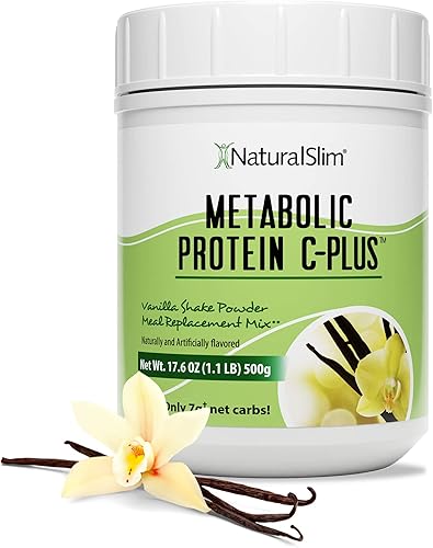 NaturalSlim Proteína en polvo con vitaminas y minerales Metabólico C-Plus - Polvo de reemplazo de comidas fortificado con vitamina C, zinc y