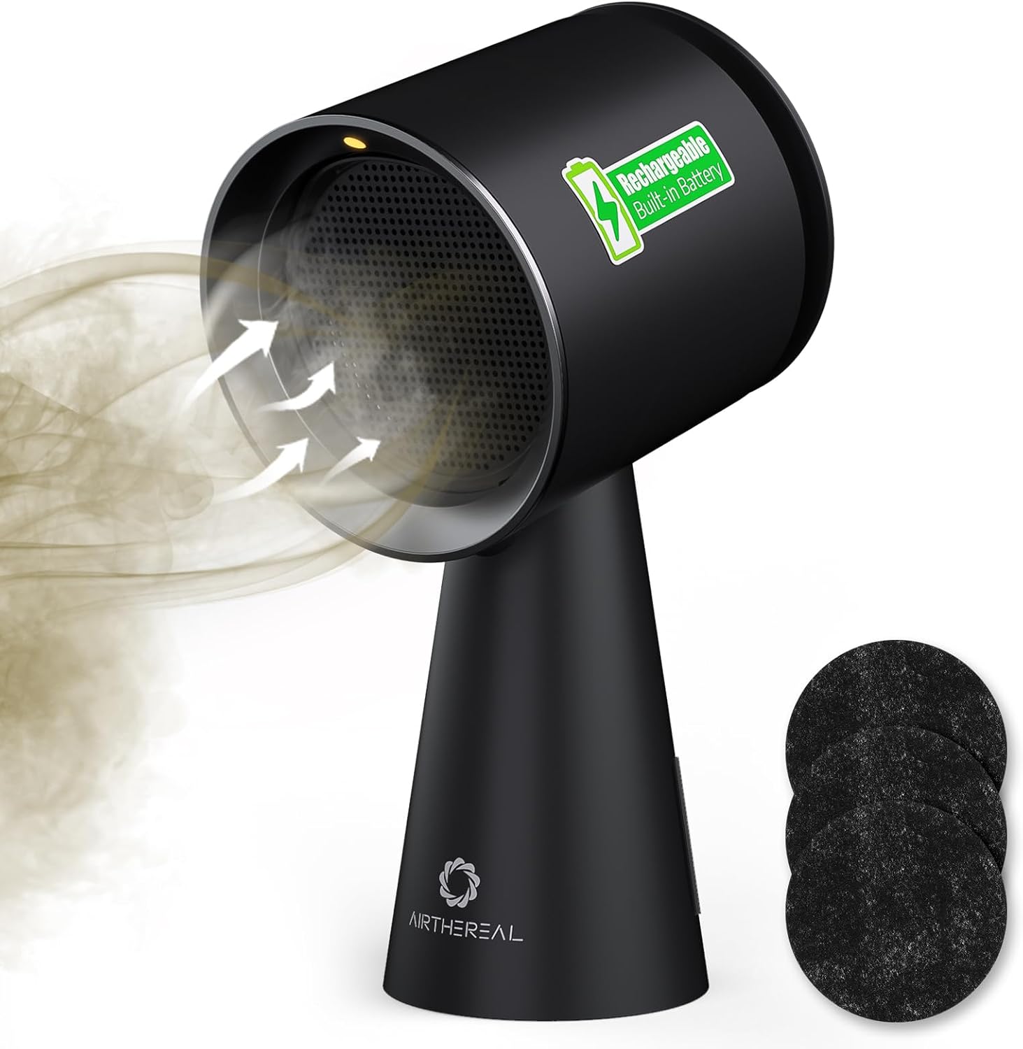 Airthereal Rechargeable Portable Range Hood, Desktop Range Hood with Battery Powered, 3-Fan Speeds and Large Oil Collection Cup, Upgraded Portable Kitchen Exhaust Fan for RV Cooking, RH180B Black