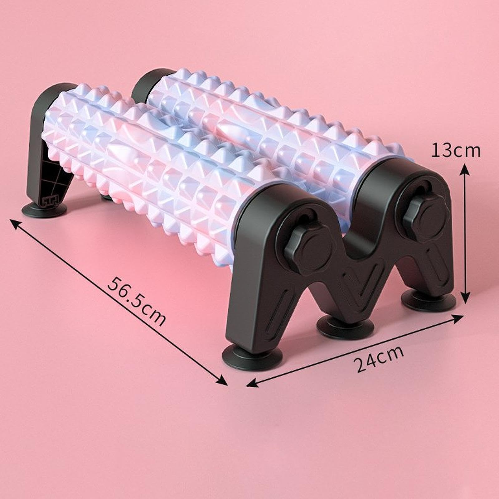 Rullo Massaggio con Noduli E Ventose Colonna Schiuma Rinforzata Rullo Massaggiatore Corpo Eva Strumento Esercizi Muscolari Intensi Adatto per STR, Rosa Blu