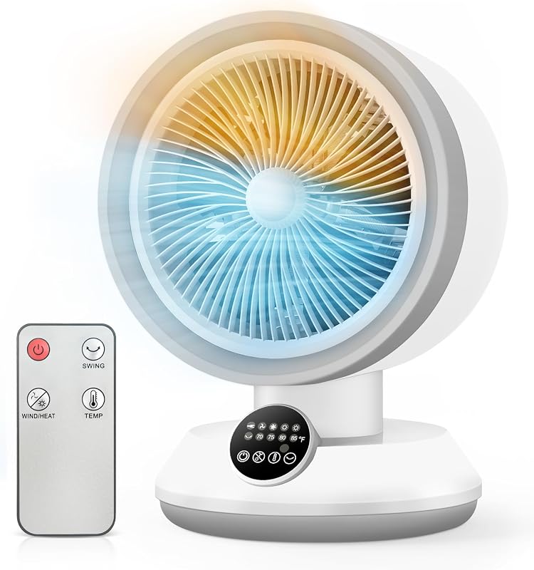 Heater and Fan Combo, 2-in-1 1500W Quiet Heater, 2 Modes & Tip-Over Protection