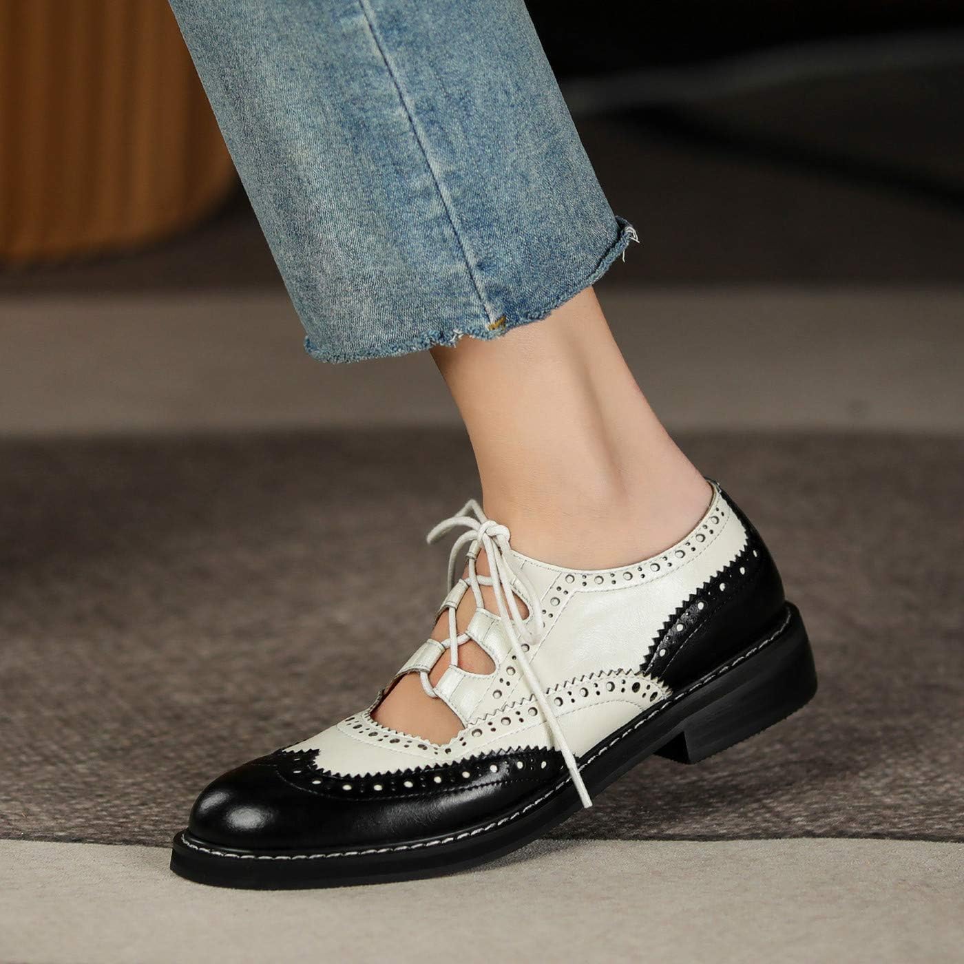 Women's Two-Tone Oxfords Vintage Hollow Brogue