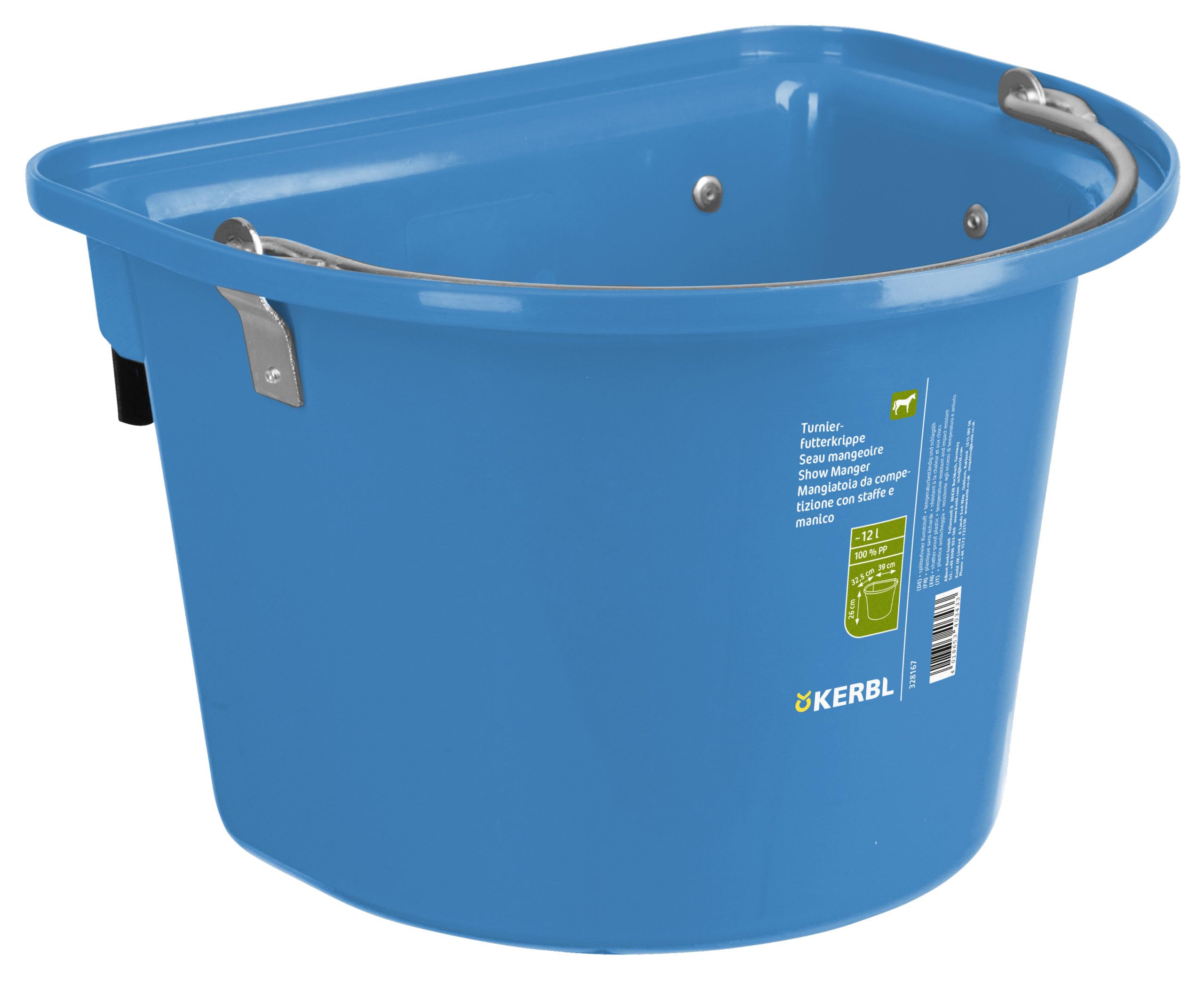 Kerbl Seau mangeoire 12 L Crochet de susp., Anse, Bleu