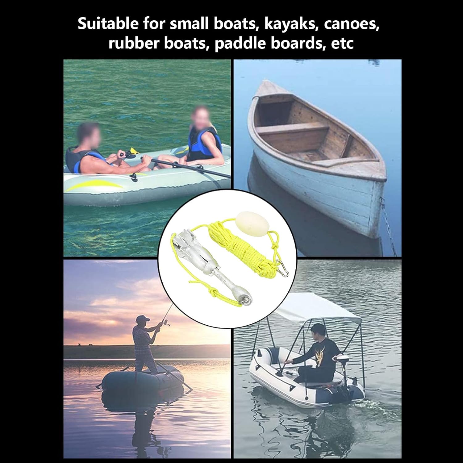 Niiyen Kayak Anchor Kit 3.5 Lb Portable Folding Boat Anchor Stronger Holding Power Fishing Accessories with Storage Bag for Kayak Canoes Fishing and Paddle Board