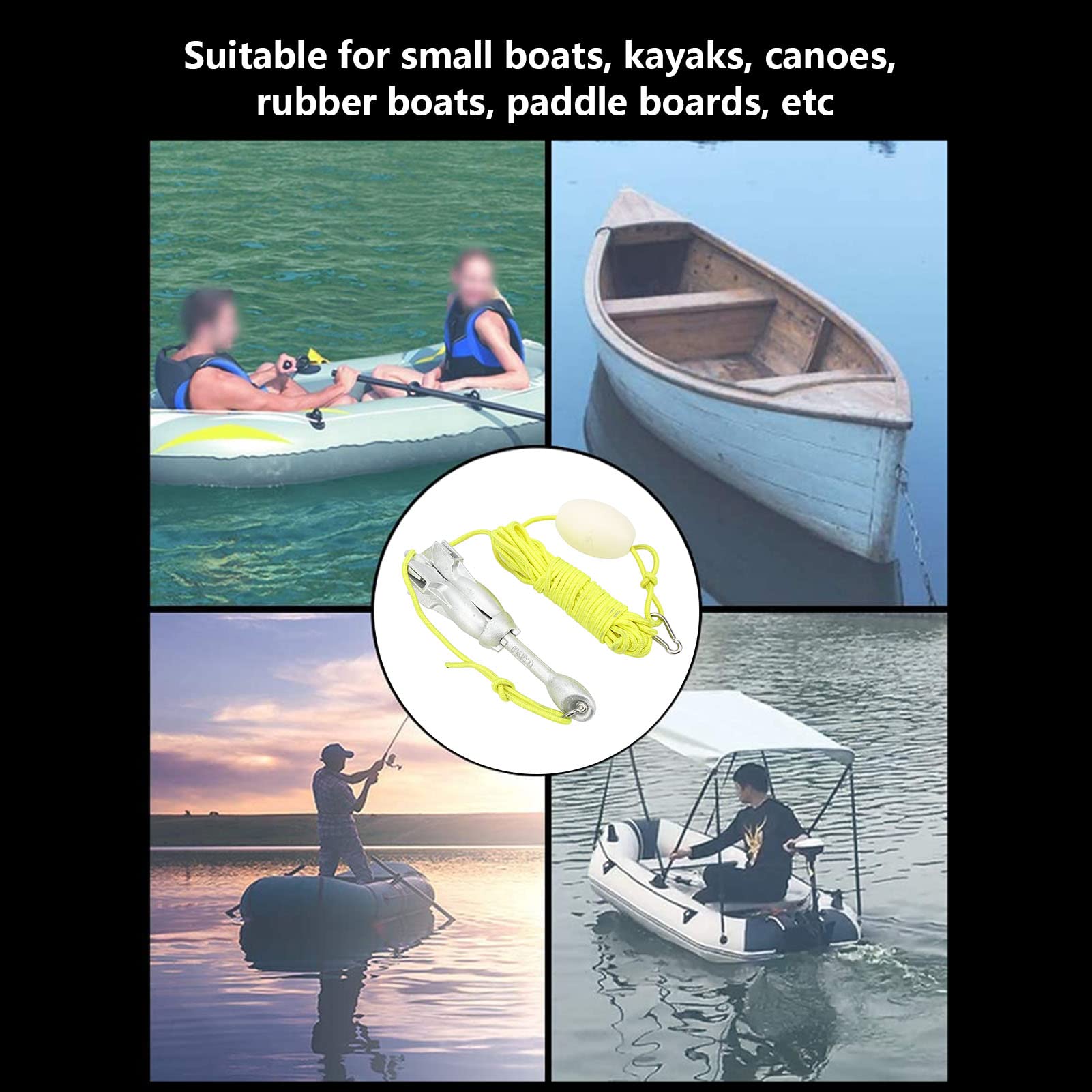 Keenso Ancre de Kayak, Ancre Marin Pliant en Acier en Acier en Carbone pour la Pêche, Kayak, Planche à Paddle
