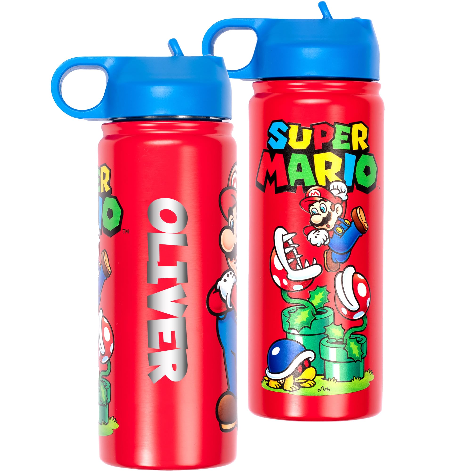 Botella Super Mario personalizada para agua escolar en la mochila de los niños