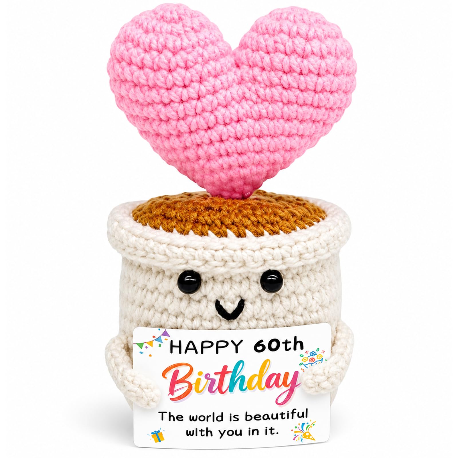 poweybshin Handmade Crochet Pink Heart Flower 60th Birthday Gifts for Women - Unique Milestone Presents for her - Gifts for 60 Year Old Woman - Special 1966 Birthday Presents for her — image 1