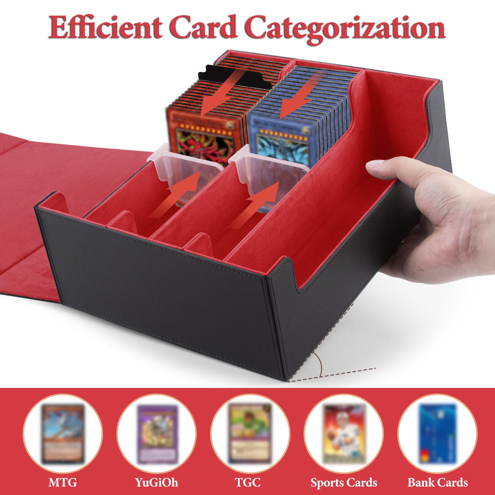 ECOSEAO Card Box for MTG Magnetic Card Storage Box, Leather Magnetic Deck Box for Over 1800 Cards - Image 4