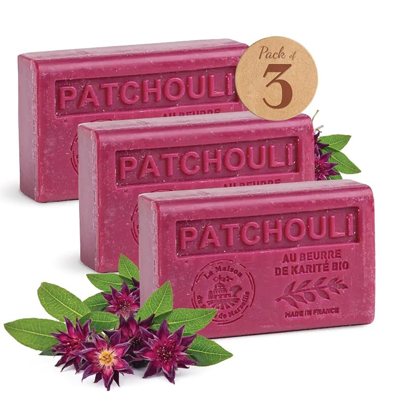 La Maison du Savon de Marseille Sabonete em Barra com Fragrância de Patchouli, Pacote com 3