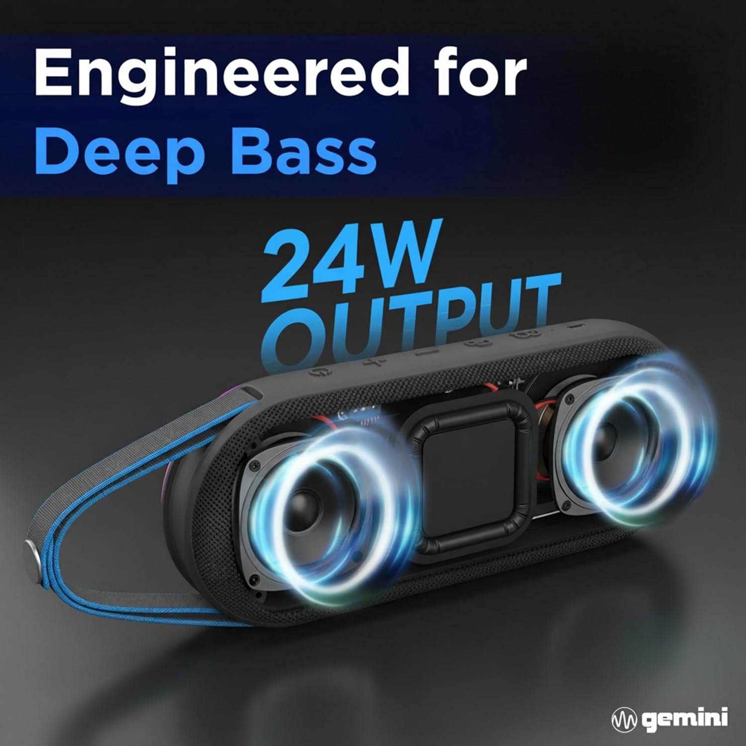 Gemini Magnetic Bluetooth Golf Cart Speaker, Stereo RGB Party Lights, IPX6 Waterproof, USB-C Fast Charge, 4000mAh Battery for Tailgates, Outdoor Adventures (BeatGrip Pro)