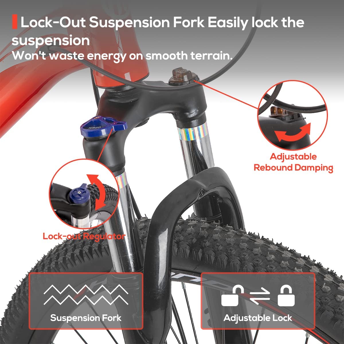 Amazon | HH HILAND 26インチ メンズ マウンテンバイク、21速ドライブ