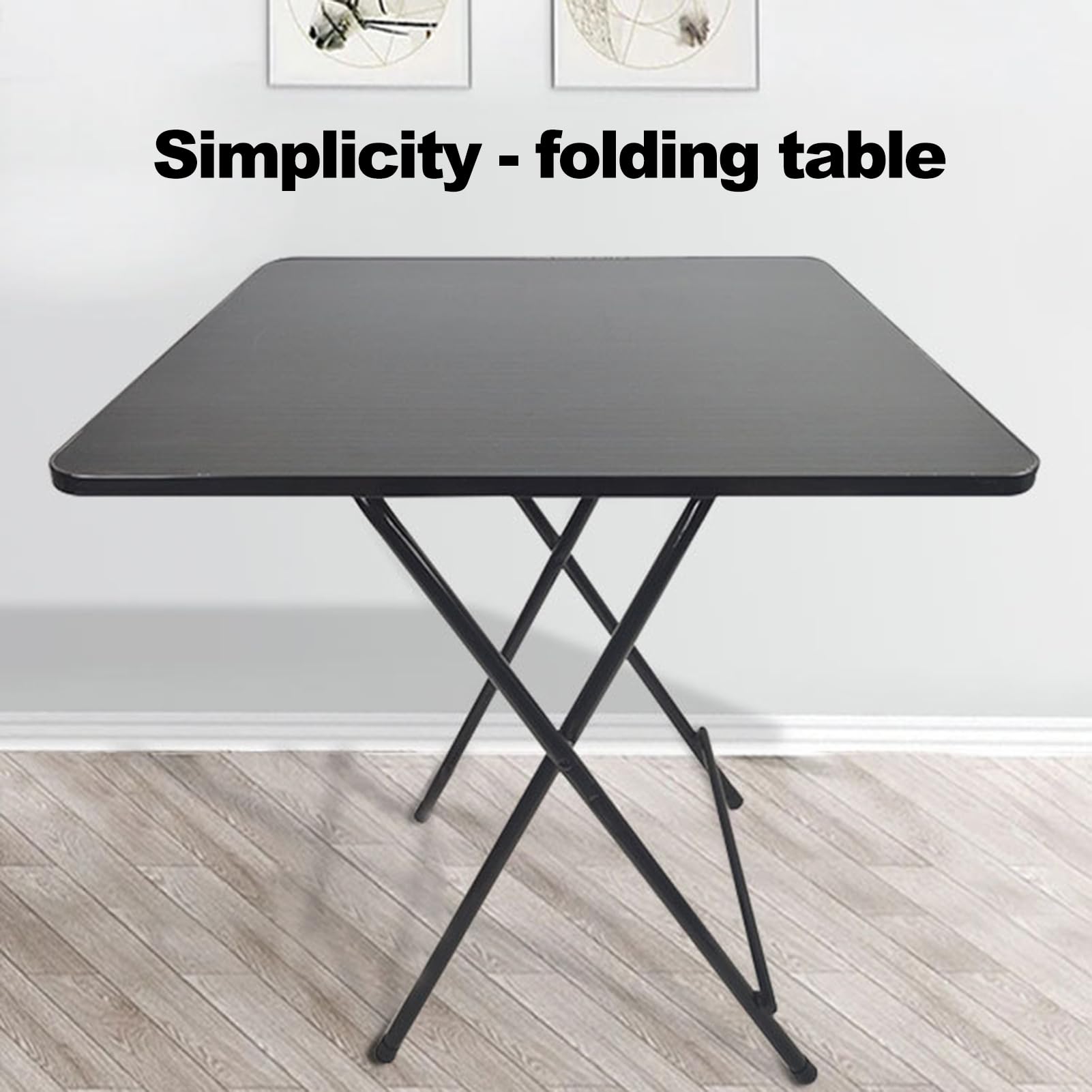 Table pliante 60 x 70 cm, table de salle à manger carrée pour utilisation intérieure et extérieure, tables d'appoint camping en forme X, petit bureau domicile, plateau TV, pique-nique, Noir 60 cm