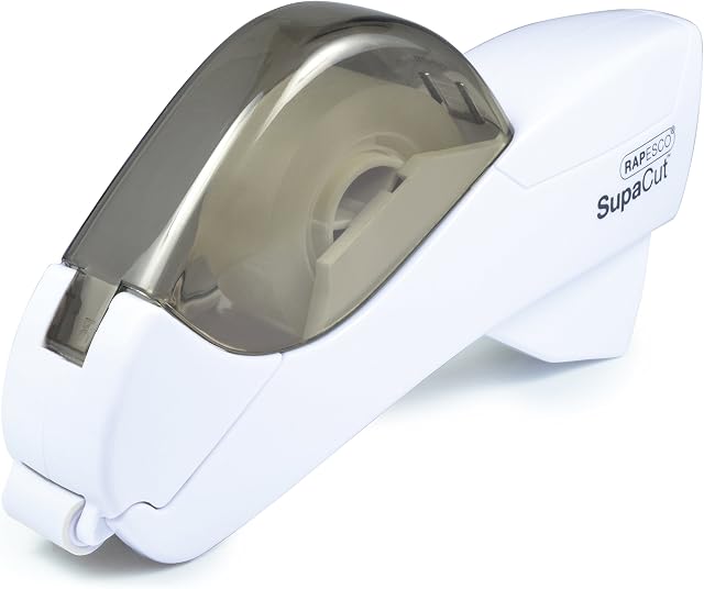 Rapesco 1445 SupaCut Tape Dispenser with 2 Tape Rolls - White