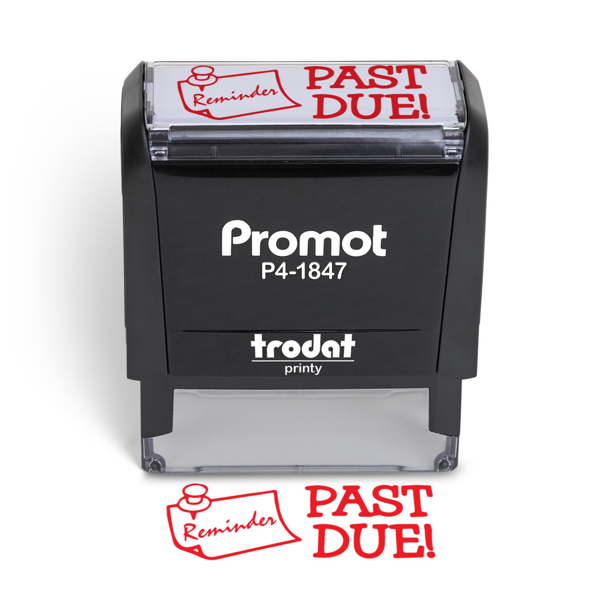 Promot Stamp Remider Past Due - Self Inking Rubber Stamp in Red Ink