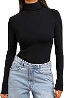 Trendy Queen Women's Turtleneck Long Sleeve Thermal Top - Soft Stretchy Fitted Base Layer for Fall Winter
