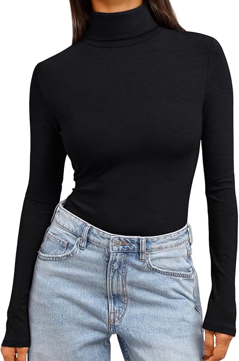 Trendy Queen Women&#39;s Turtleneck Long Sleeve Shirts Fall Fashion Basic Thermal Underwear Tops Winter Clothes 2025