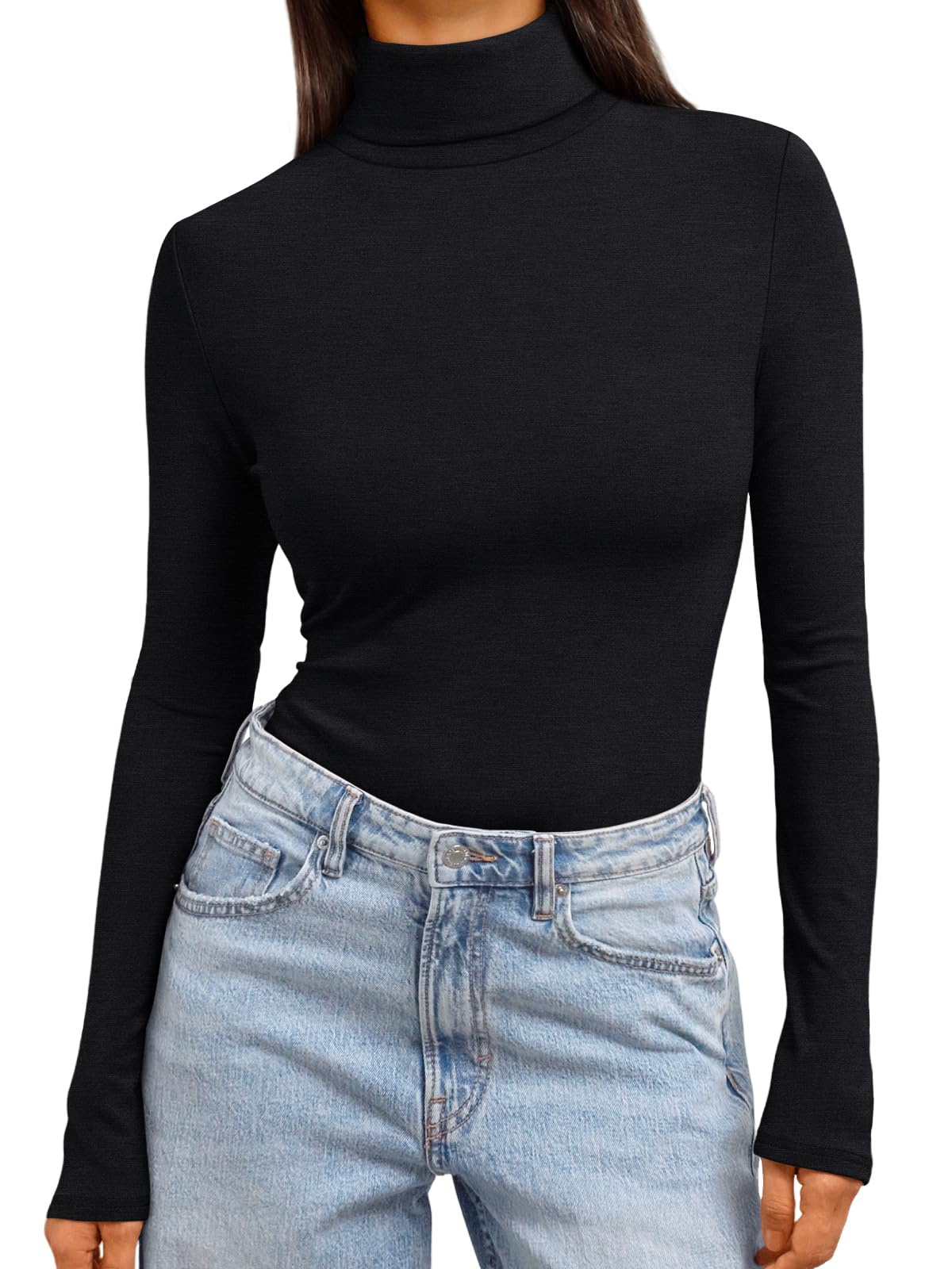 Trendy Queen Women's Turtleneck Long Sleeve Shirts Fall Fashion Basic Thermal Underwear Tops Winter Clothes 2025