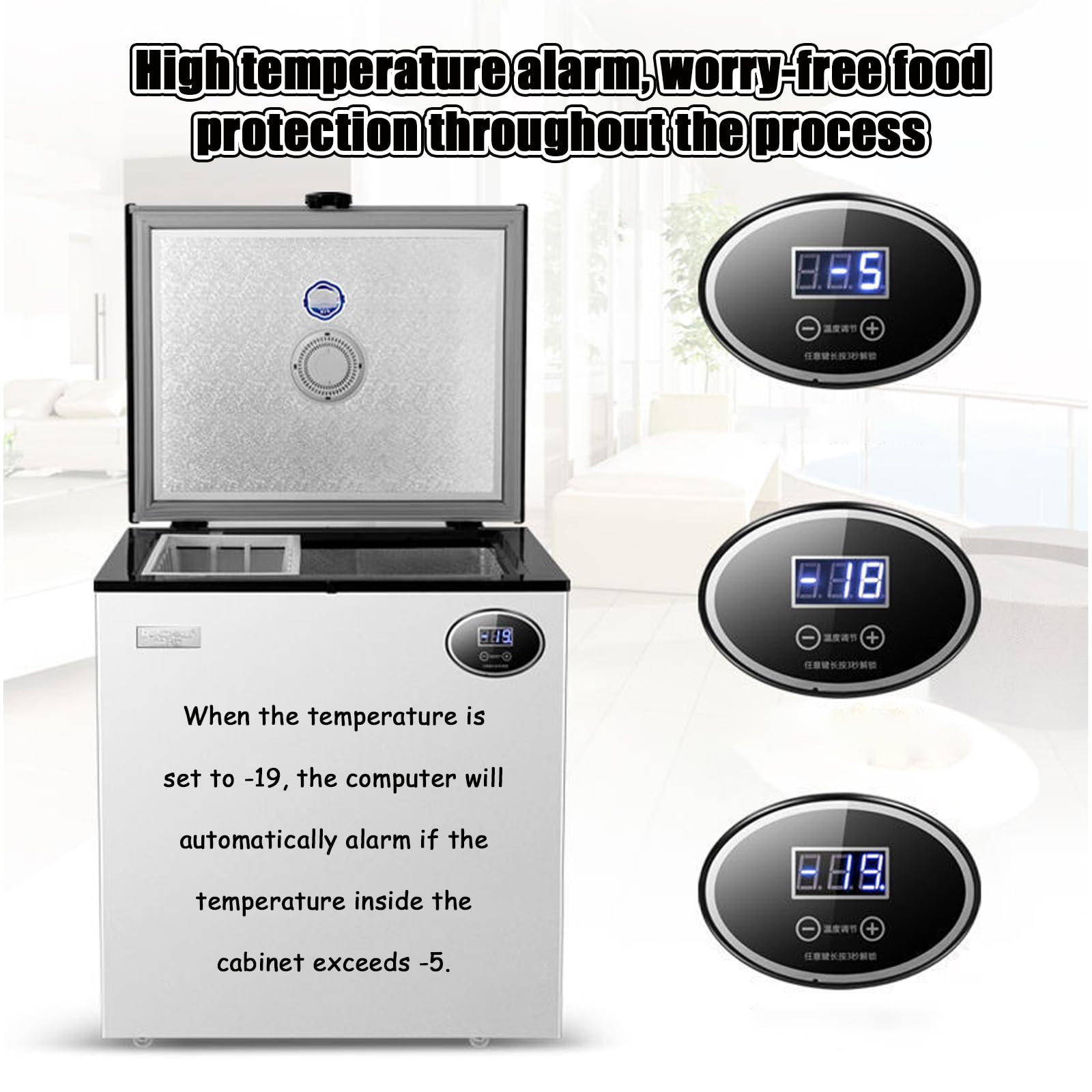 Chest Freezer Deep Freezers With Adjustable Thermostat & Ultra-Quiet Operation, Top Open Design, Space-Saving Compact Size For Food And Meat Storage In Dorm, Apartment, And Home Kitchen Gray 55l on Fridge.com - View 4