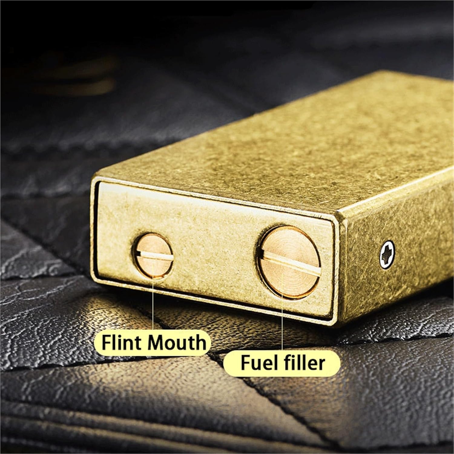 Antique Silver knurled Kerosene Lighter, Match Lighter, Hand-Embossed, Mechanical Ignition, Suitable for Collection/Gift (Kerosene not Included)(Gold)