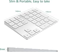 CATECK Bluetooth Numerikus Billentyűzet - 34 Gombos Vezeték Nélküli Számpad, Újratölthető, MacBook, Windows, iPad Kompatibilis, Fehér 6