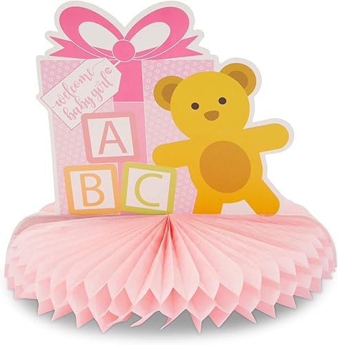 Miniatura 7 de Sparkle and Bash Paquete de 6 decoraciones de nido de abeja para mesa de baby shower para niña, 3 diseños