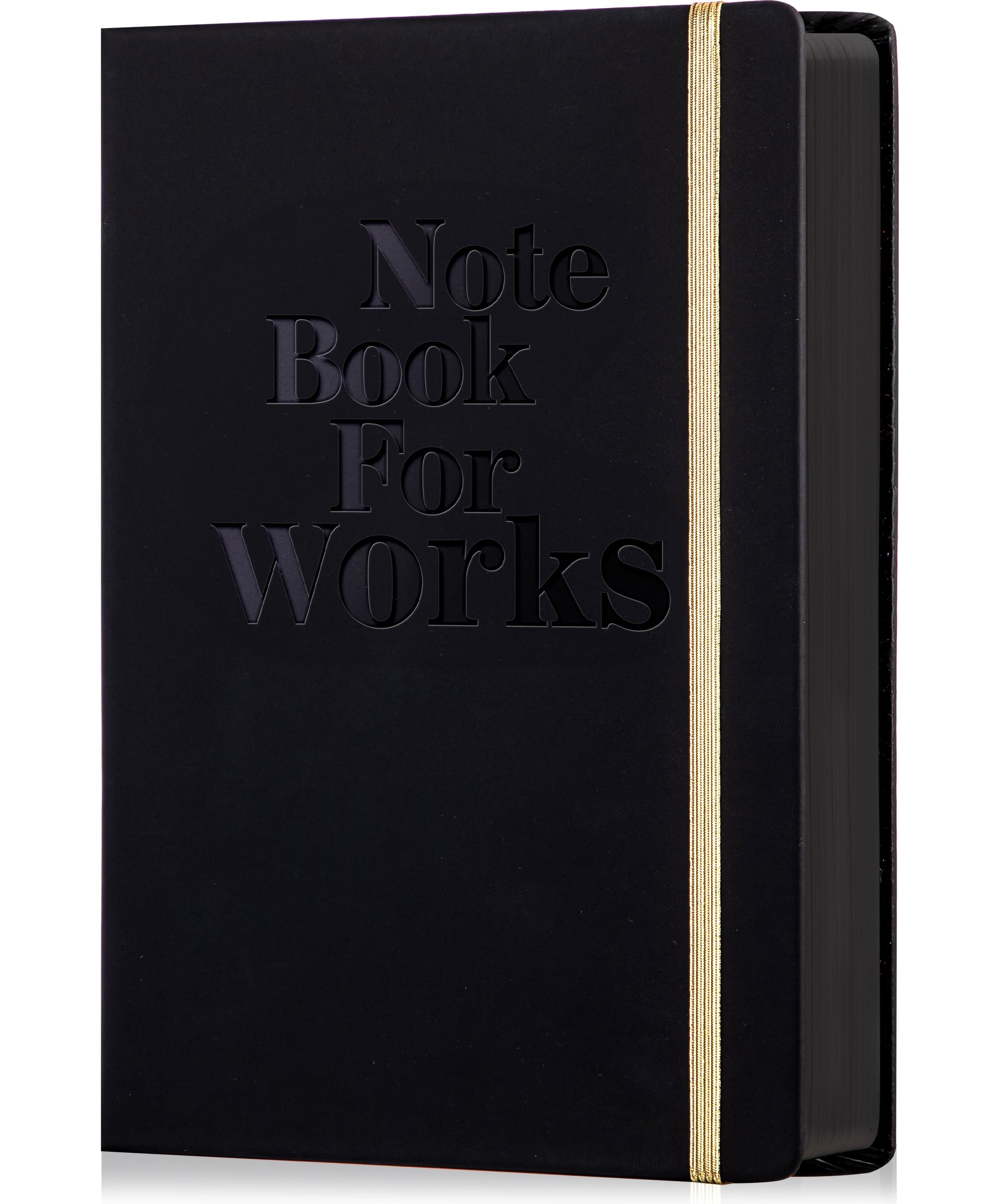 Journal en cuir anti-bavure pour écriture fluide, carnet ligné noir 256 pages A5