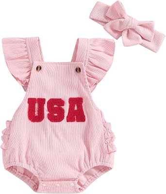 Newborn Infant Baby Girl Romper Bodysuit Ruffle Sleeve Backless Lil Sis Embroidery One Piece Jumpsuit Summer Outfit