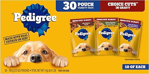 Vista 34 de Pedigree Choice Cuts in Gravy - Alimento húmedo en salsa para perros adultos, paquete surtido de sabores clásicos, bolsas de 3.5oz, 18