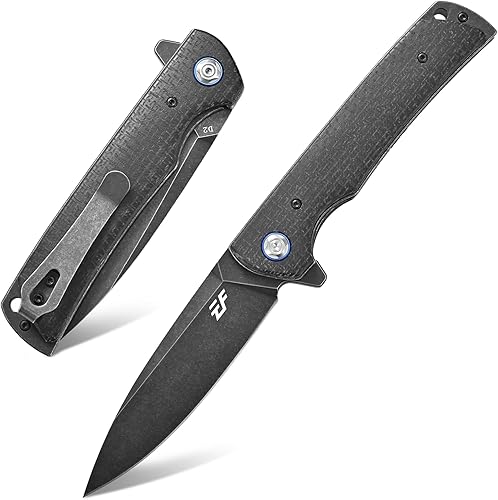 Miniatura 9 de Eafengrow EF973 Cuchillo plegable, hoja de acero D2, mango de micarta, carpeta de bolsillo para trabajo, camping, senderismo, EDC herramienta