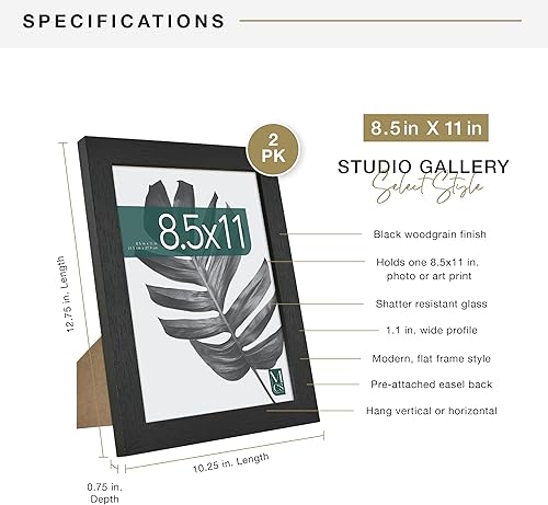 Vista 71 de MCS Studio Gallery Marco para póster de 16 x 24 pulgadas, imitación de veta de madera de color negro, colgar en horizontal o vertical, grande