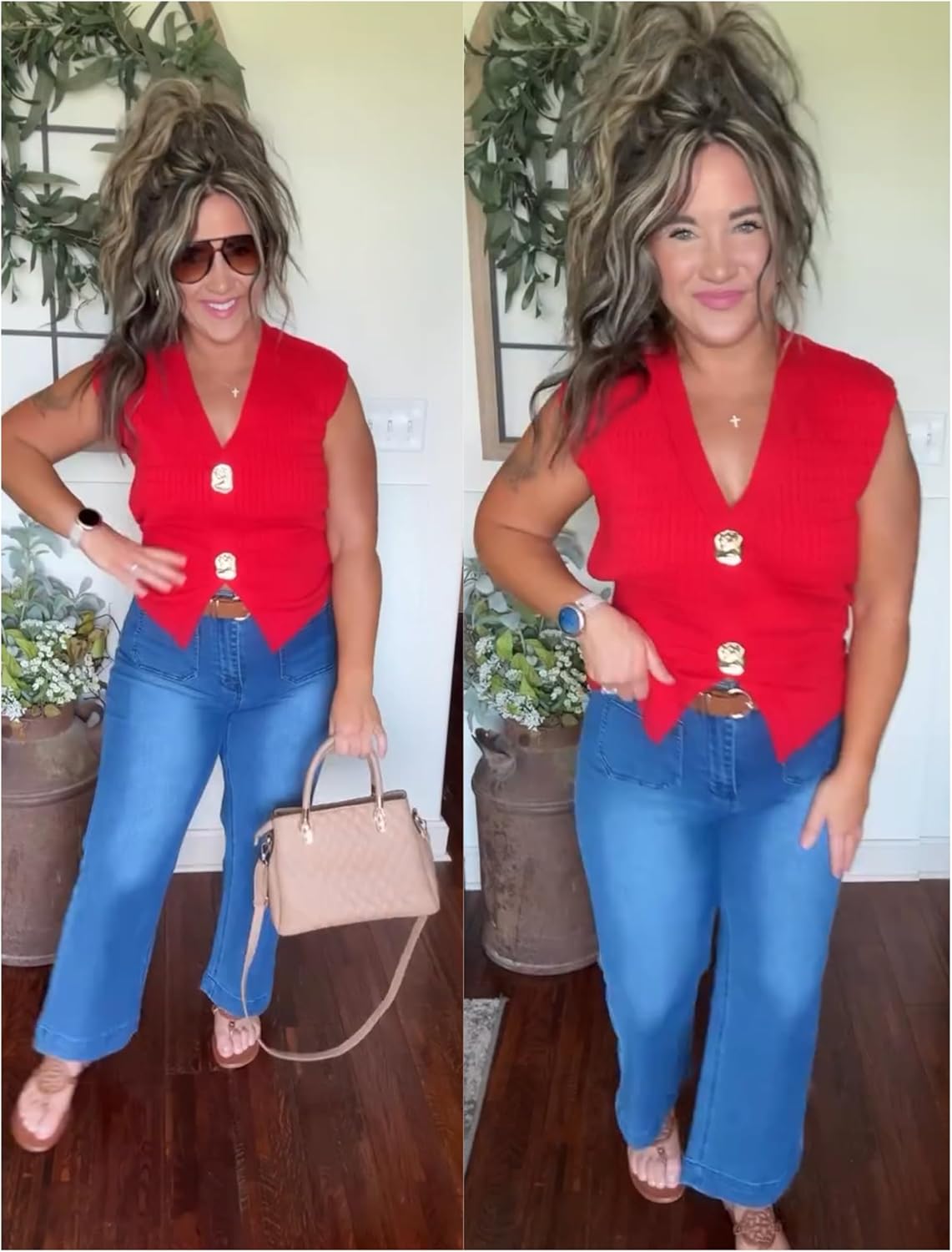 AMEBELLE Vest Tops for Women Cable Knit Sweater Sleeveless V Neck Cardigans Lightweight Knit Pullover Summer Tops - Image 4