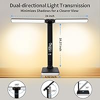 Vista 4 de LED Desk Lamp with Charger, USB Charging Port, Dual Swing Arm Desk Light with 5 Brightness, 3 Colors, Table Lamp with Clock, Alarm, Date
