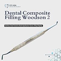 Vista 2 de Instrumento de relleno compuesto dental Woodson 2 Titanium recubierto azul Plugger y paleta de doble extremo