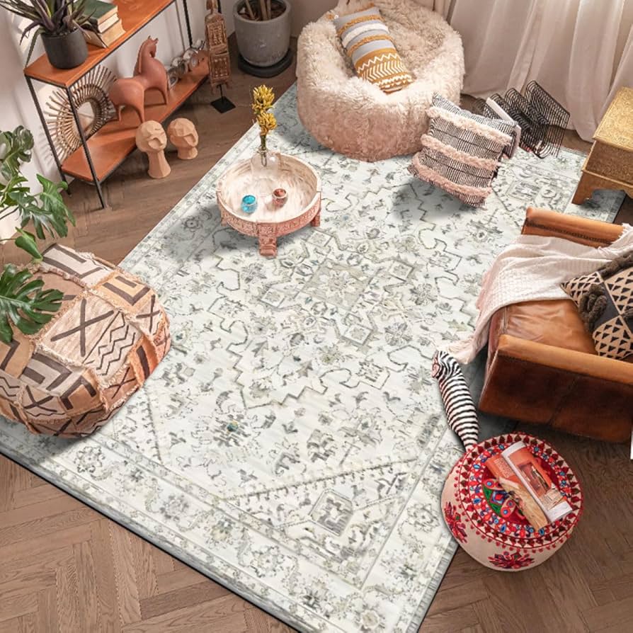 Amazon｜[NHYGDY] 西海岸風 ラグマット モロッコ 花柄 洗える ラグ