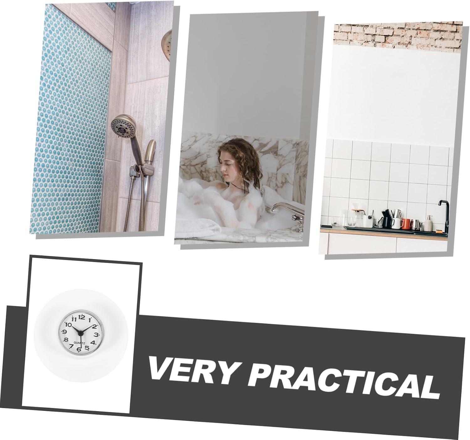Bathroom Suction Cup Clock Light Weight Easy to Install for Bathroom and Shower Timer