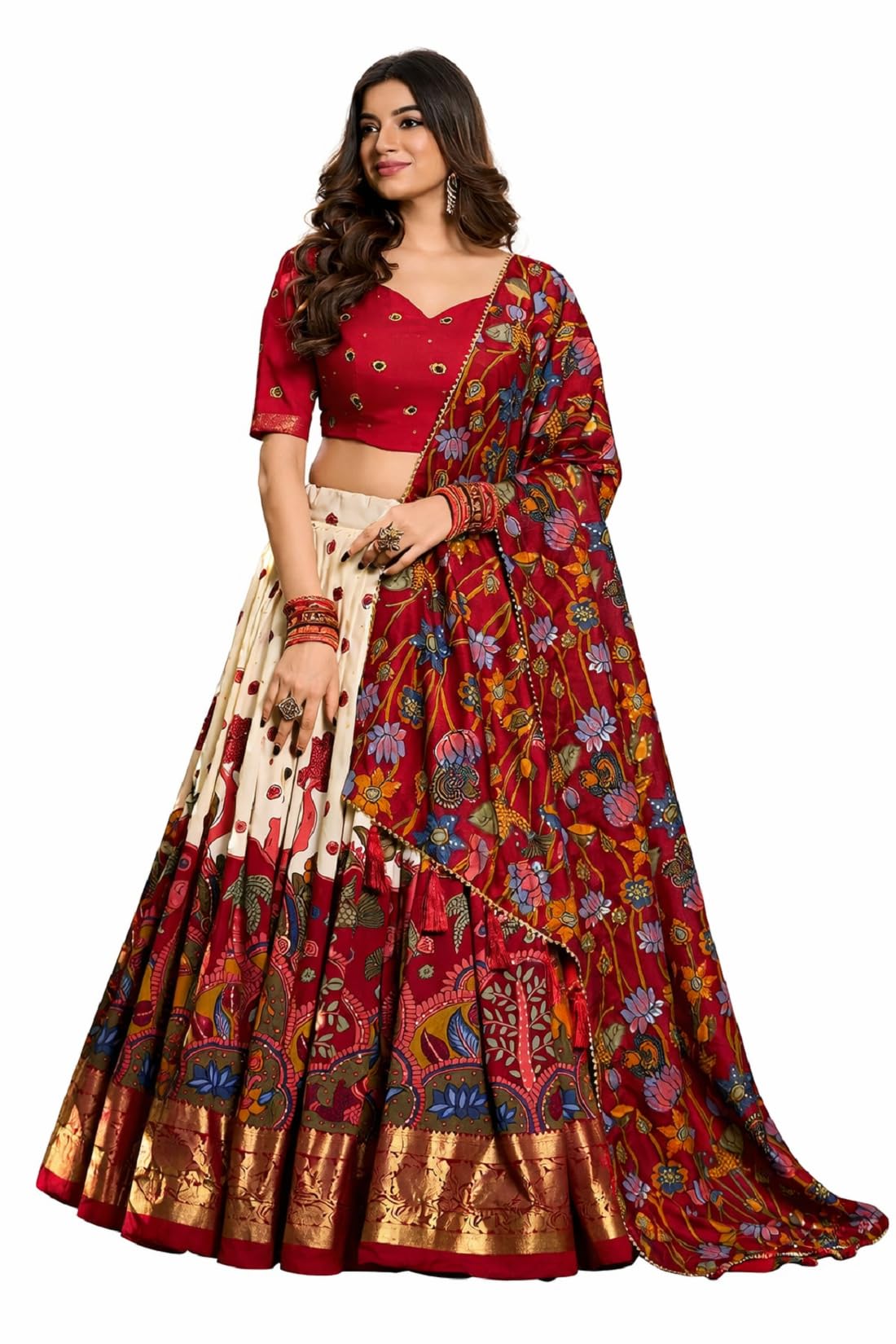 Women’s Pure Dolla Silk Lehenga Choli with Dupatta | Foil Printed Designer Chaniya Choli | 3 Meter Flare Stitched Lehenga with Unstitched Blouse | Wedding, Festive & Party-image-37