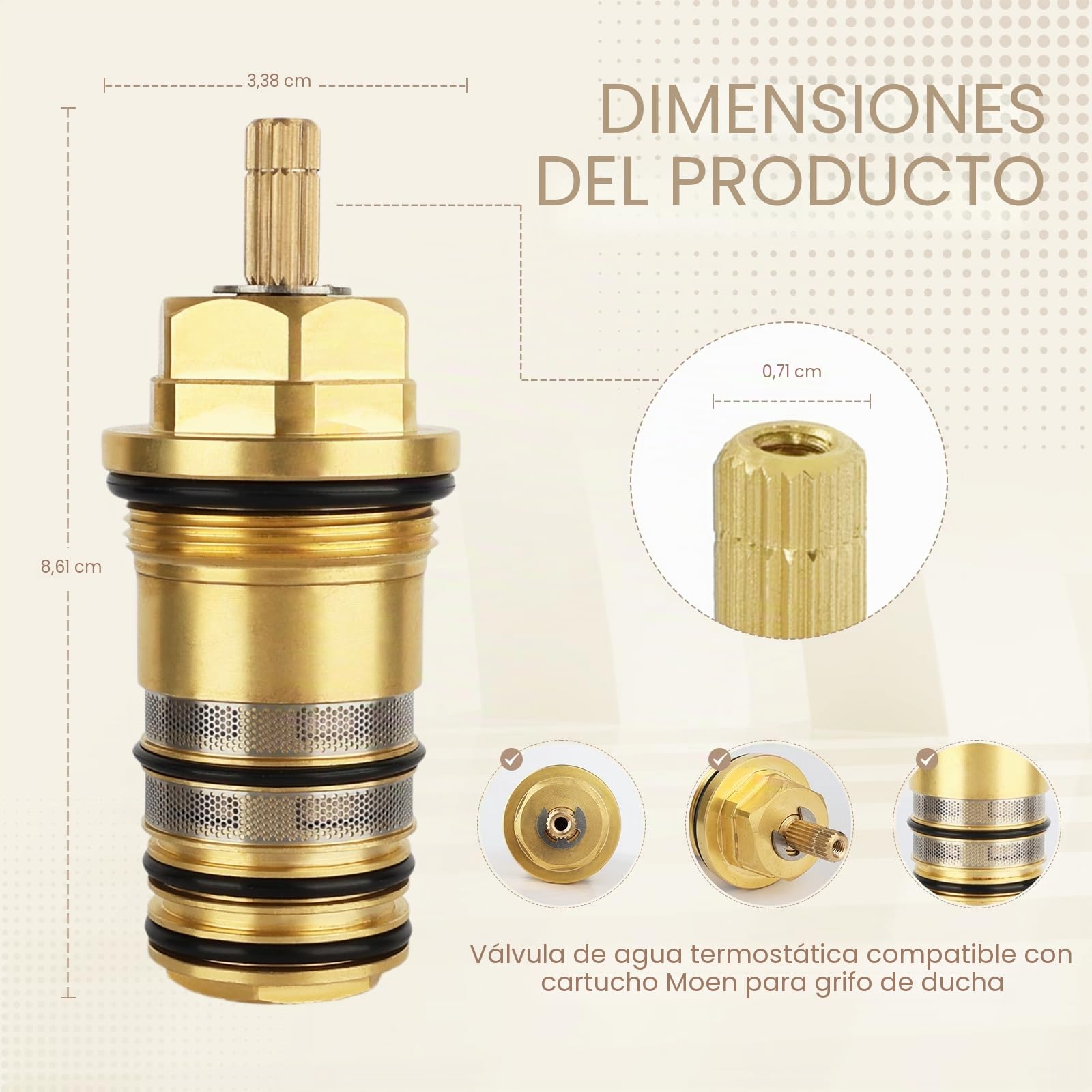 94282000 Termoelemento Latón,Piezas de Repuesto Para Grifos de Ducha Termostáticos, parte n.º 94282000