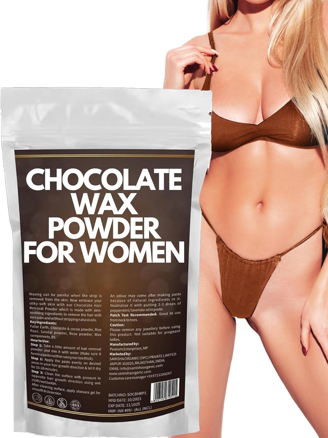 Chocolate Wax Powder Samisha Herbal Wax Powder For Hair Removal-Painless & Quick Solution For Hair Removal,Chocolate Wax Powder For Men & Women With No Side Effects,1 Count