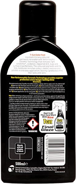 T-Cut Colour Fast 3-in-1 Paintwork Renovator, Black, 500ml - 1
