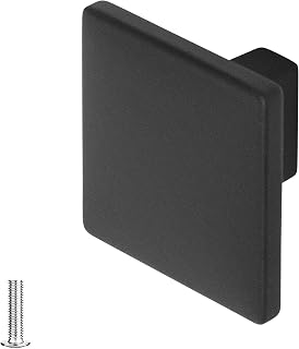 Decoranddecor Square Knob Polished Door Pull Handle Kitchen Cupboard Cabinet Drawer (40 mm * 40 mm, Matt Black)