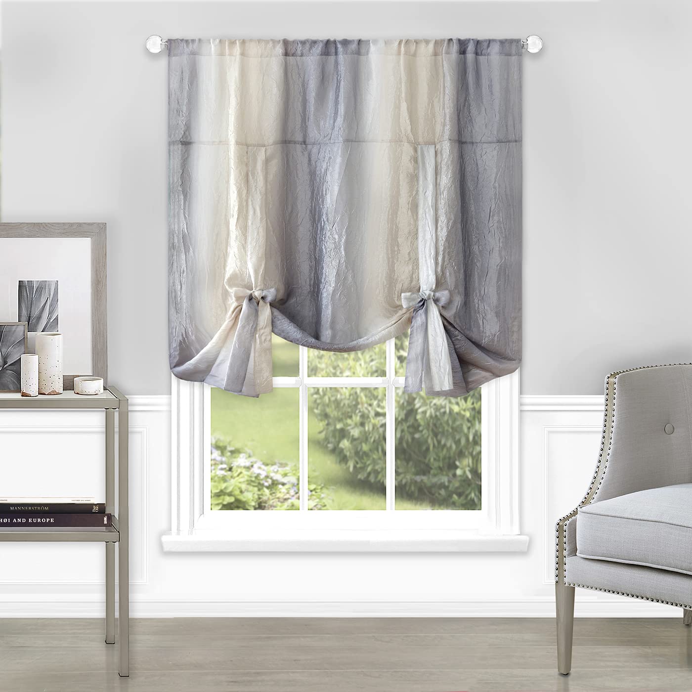 Rideau de fenêtre ombré Achim gris 127x160cm avec passe-tringle pour salon et chambre