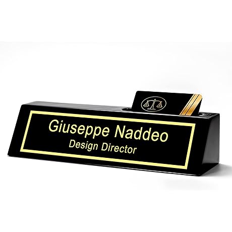 Personalized Engraved Business Desk Name Plate with Card Holder