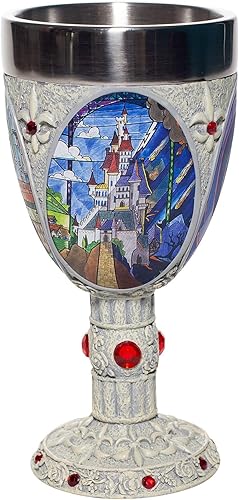 Miniatura 2 de Enesco Disney Showcase La Bella y la Bestia - Copa decorativa de cáliz con escenas de vitrales, 7.09 pulgadas, multicolor