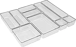 Acrimet Organizador Modular para Gavetas, Bancadas e Armários, Plástico Transparente, Kit com 10 Potes Tamanhos Sortidos, 979.0