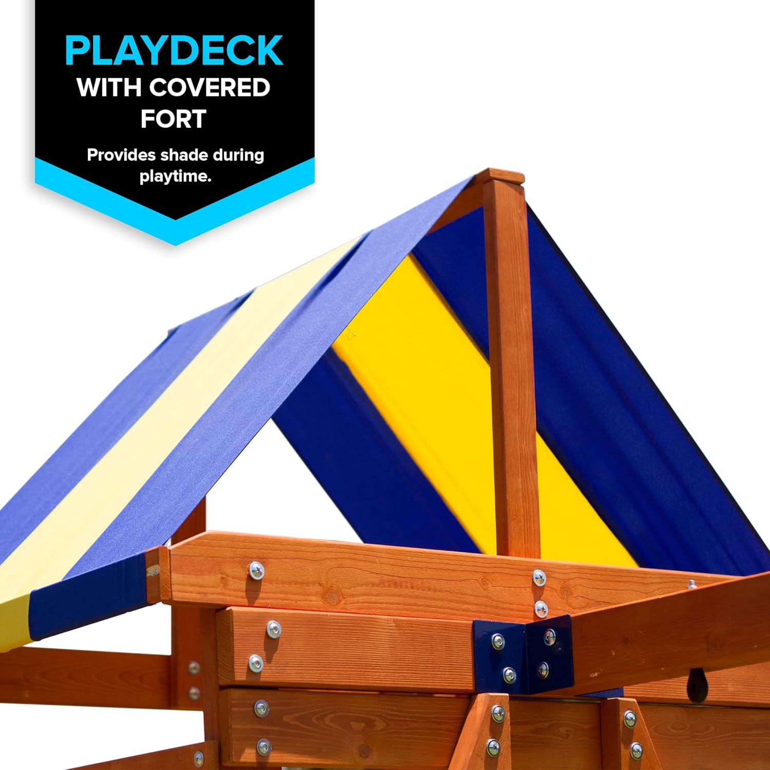 Sportspower Willow Creek Outdoor Kids Wooden Swing Set, Brown/Blue/Yellow (WP-603) : Toys & Games