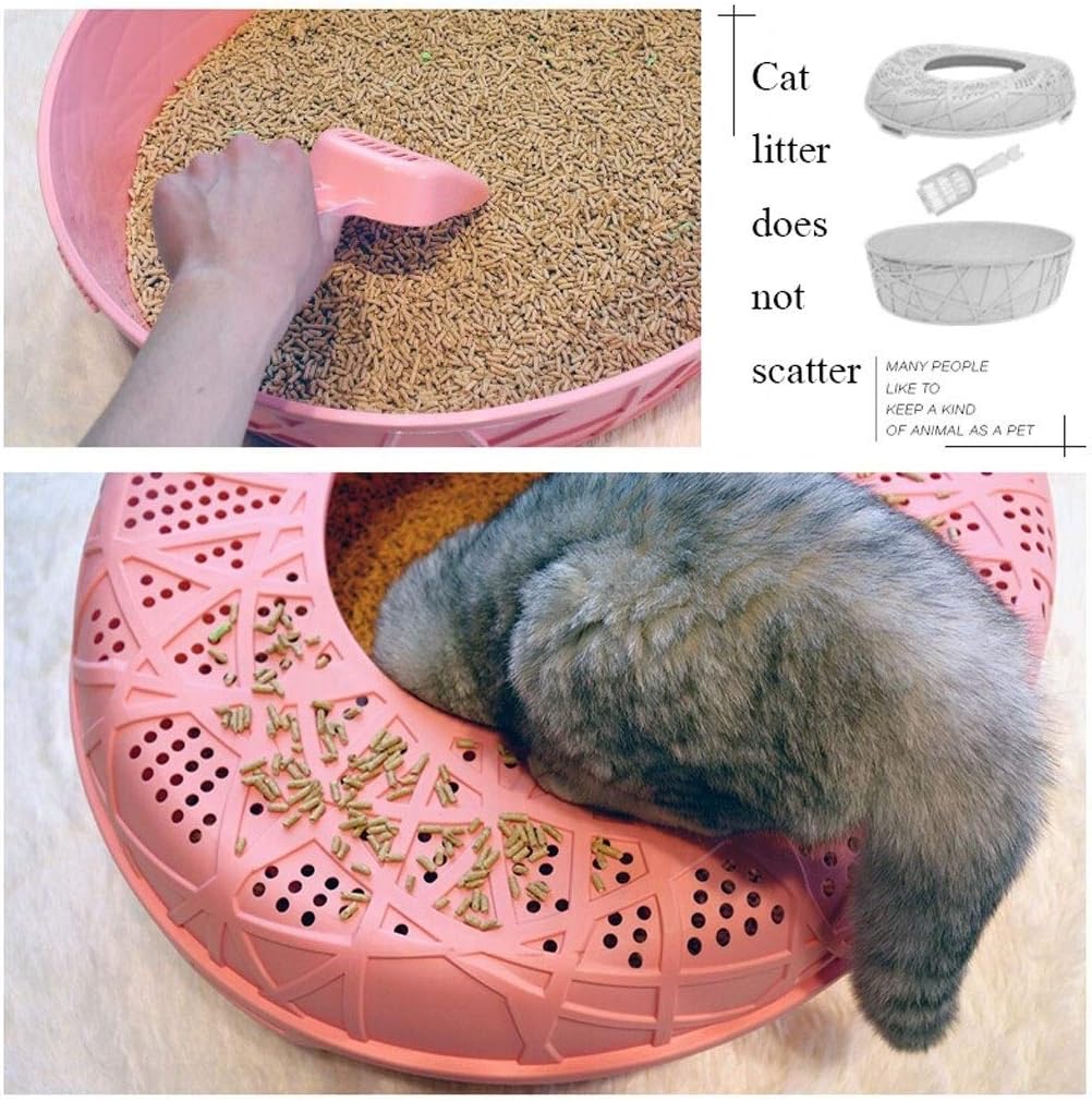 Top Entrance Cat Toilet Large Pet Trash Can Cat Toilet Pet Supplies Multicolor Optional Cat Litter Pan (Pink)
