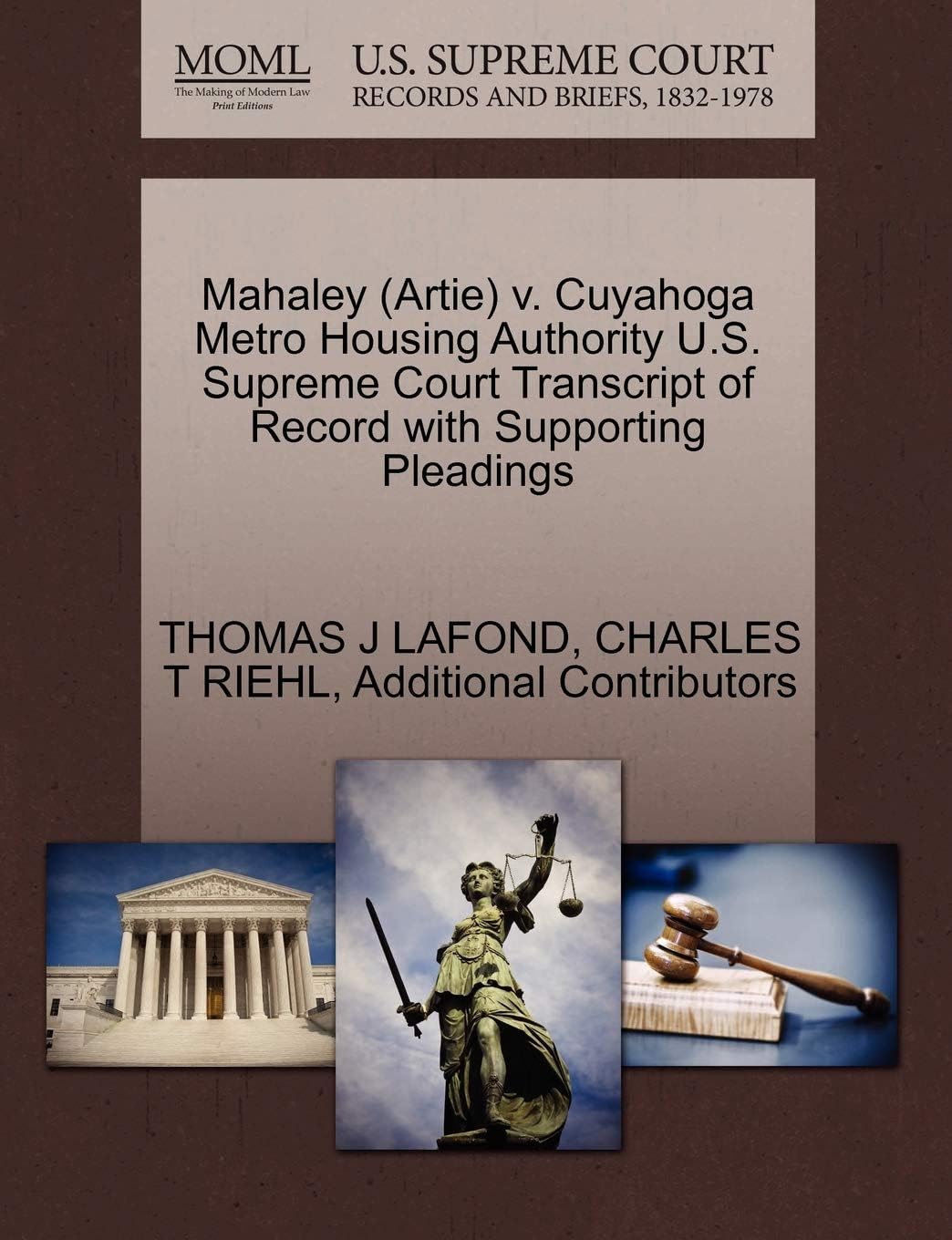 Mahaley (Artie) V. Cuyahoga Metro Housing Authority U.S. Supreme Court Transcript of Record with Supporting Pleadings