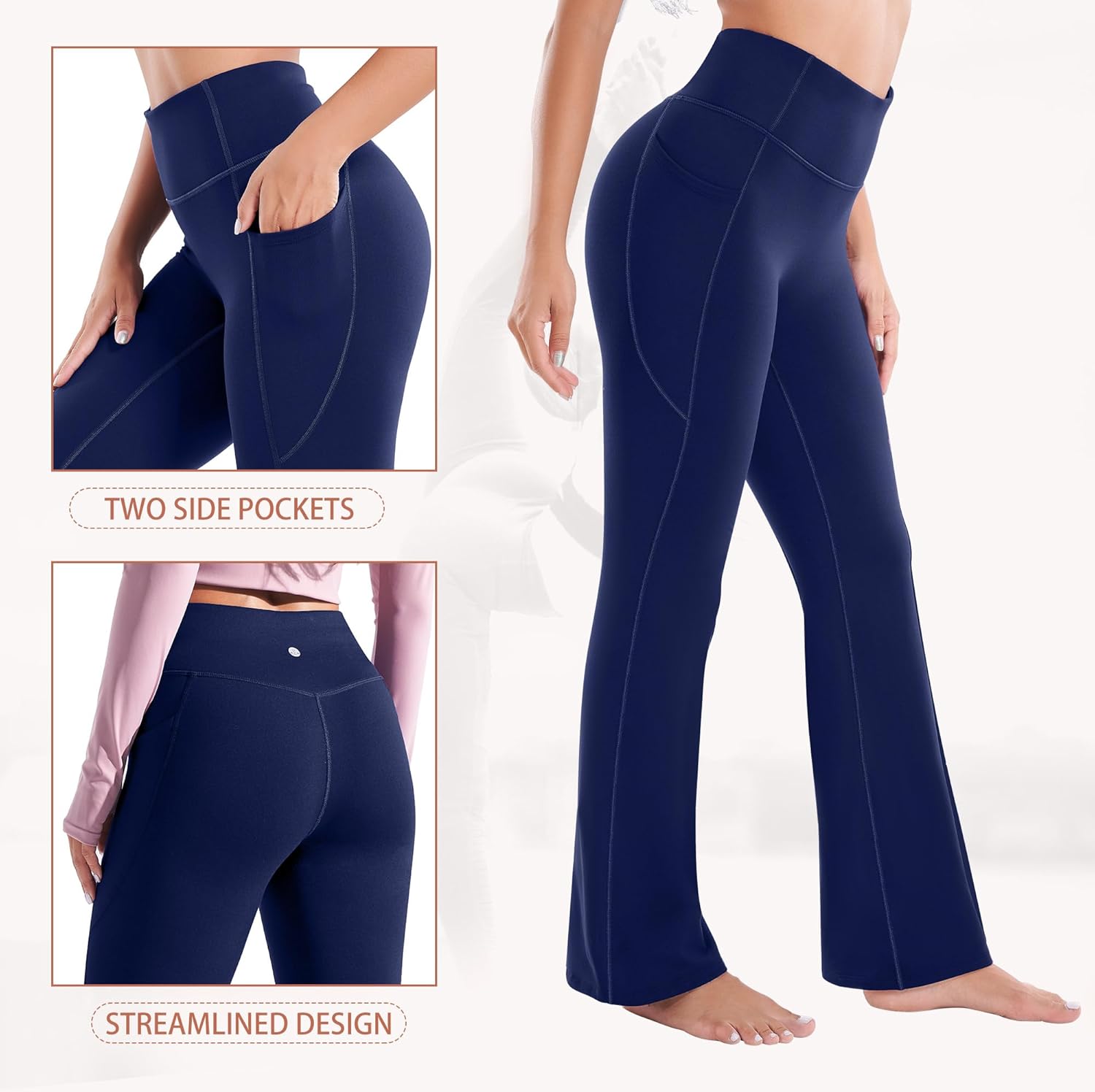 Heathyoga Fleece Lined Pants Women Yoga Pants with Pockets for Women Thermal Pants High Waist Flare Leggings for Winter - Image 5