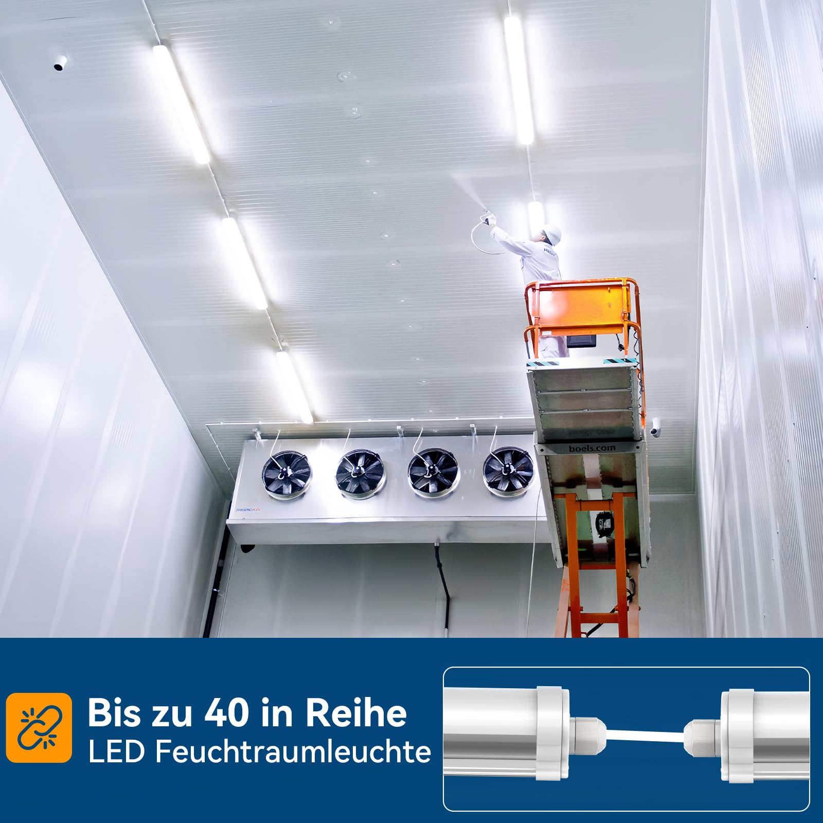 JESLED - 12er Set LED Feuchtraumleuchte 60cm IP65-15W 2600 Lumen - 6500K Neutralweiß - Verknüpfbar - Kellerleuchte, Nassraumleuchte - Feuchtraum Wannenleuchte [Energieklasse C] | Einfache Montage Verknüpfbar Nassraumleuchte, IP65 Feuchtraum Werkstattlampe