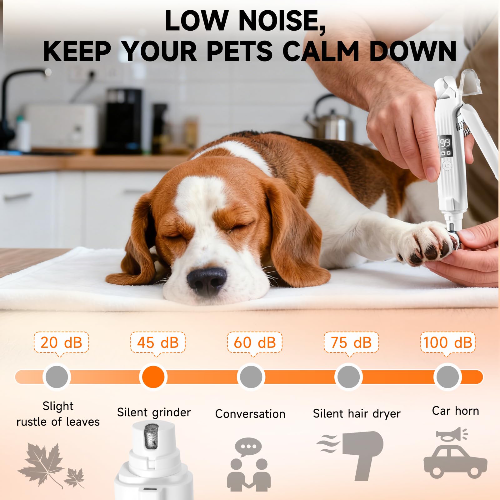 2 in 1 Dog Nail Clippers an Nail Grinder Pet Trimmers for Dogs Cats Claw Nail Care Tool USB Rechargeable Dogs Nail Trimmer with LED Lights and Storage Bag Low Noise Pet Electric Grinder - image 5